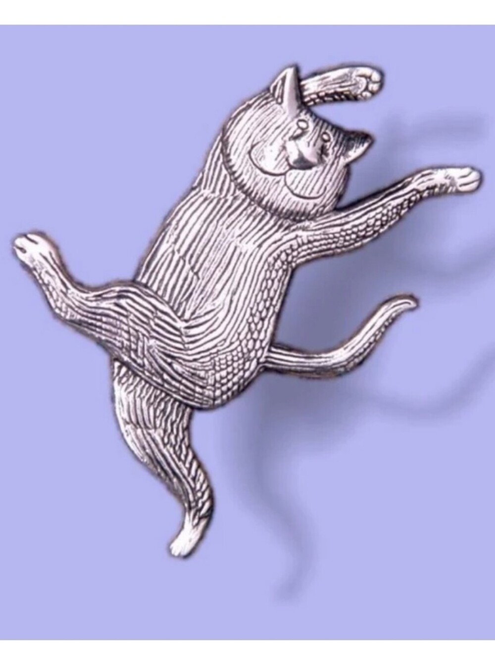 Dancing Cat Enamel Pin Silverone By Ed Gorey Mint Hilarius Brooch